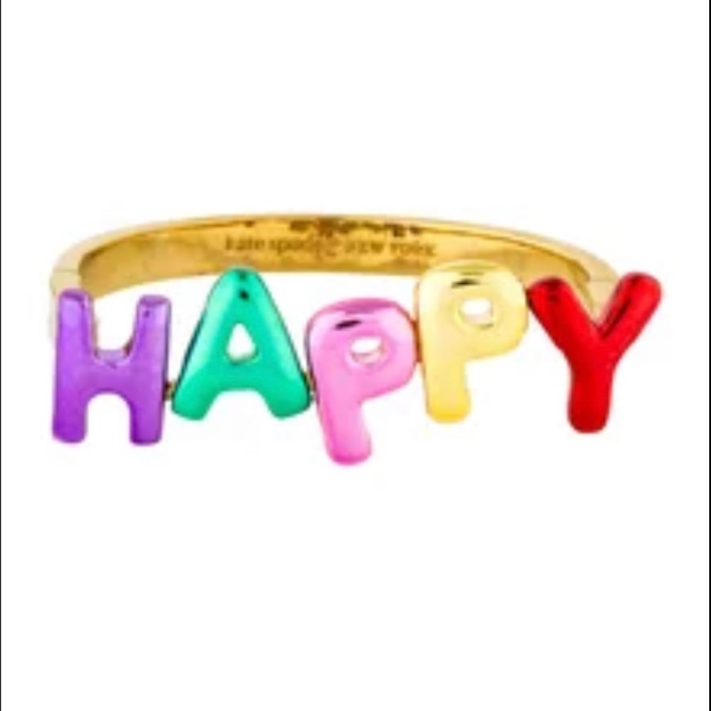 ⭐️BNWT Kate Spade Whimsies HAPPY bangle bracelet⭐️Rainbow color balloon letters